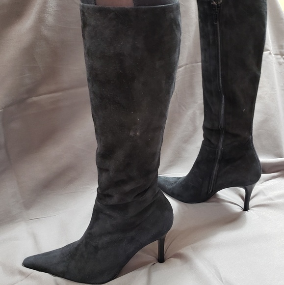 Black Vero Cuoio Square Toe Suede Heeled Boots - Picture 3 of 4
